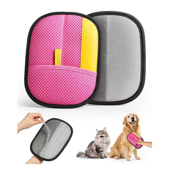 Meilleurs prix pour 2 Pièces Gant Poil Chat Double Face Brosse Poils Animaux Réutilisable Brosse Anti Poils Animaux pour Canapé Tapis Siège Auto Rose