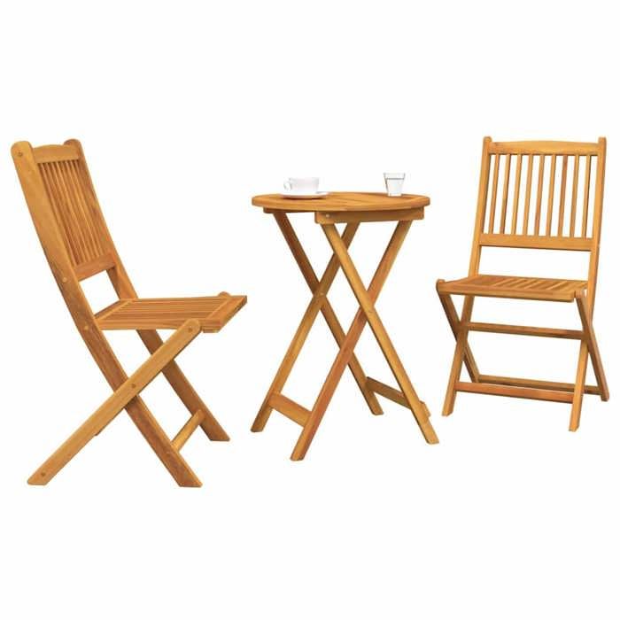 Ensemble bistro de jardin (3 pcs) CLARENCE® Table et 2 chaises de jardin Marron Bois dAcacia Massif 55x55x74cm C2207560