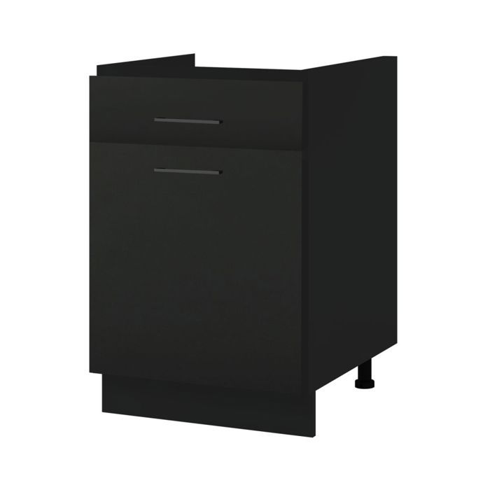 Meuble sous-évier Lovia Noir Mat 1 porte coulissante L 60 cm - Cuisineandcie Meuble sous-évier Lovia Noir Mat 1 porte coulissante L 60 cm - Cuisineandcie