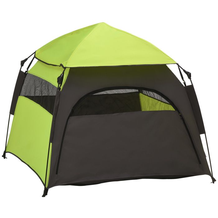 Meilleurs prix pour Tente pour animaux de compagnie - 120x120x106 cm - Vert - Polyester - Montage instantané - Sac de transport inclus