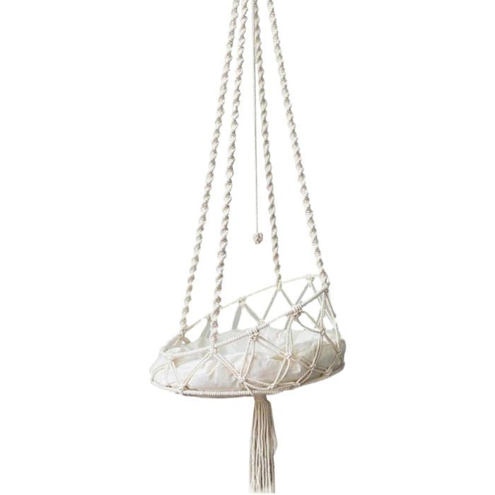Hamac pour chat tissé à la main - Lit suspendu avec crochets - Fixation murale