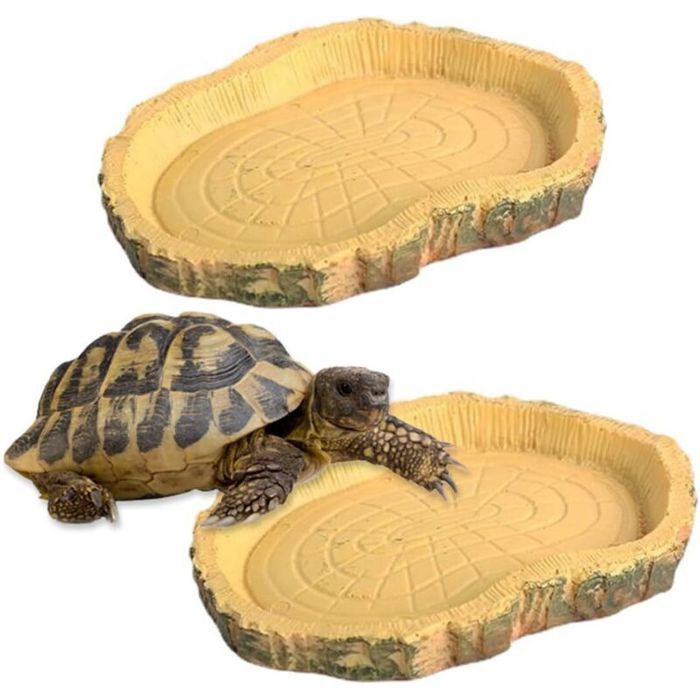 Bol pour reptiles - Unbrand - Lot de 2 pièces - Nourriture pour tortue terrestre - Bol en feuilles - Bol à boire