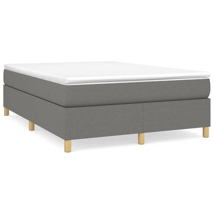 LIT - Lit 2 personnes - Cadre de lit à lattes Double gris foncé 140x200 cm tissu - pour adulte BE5562057