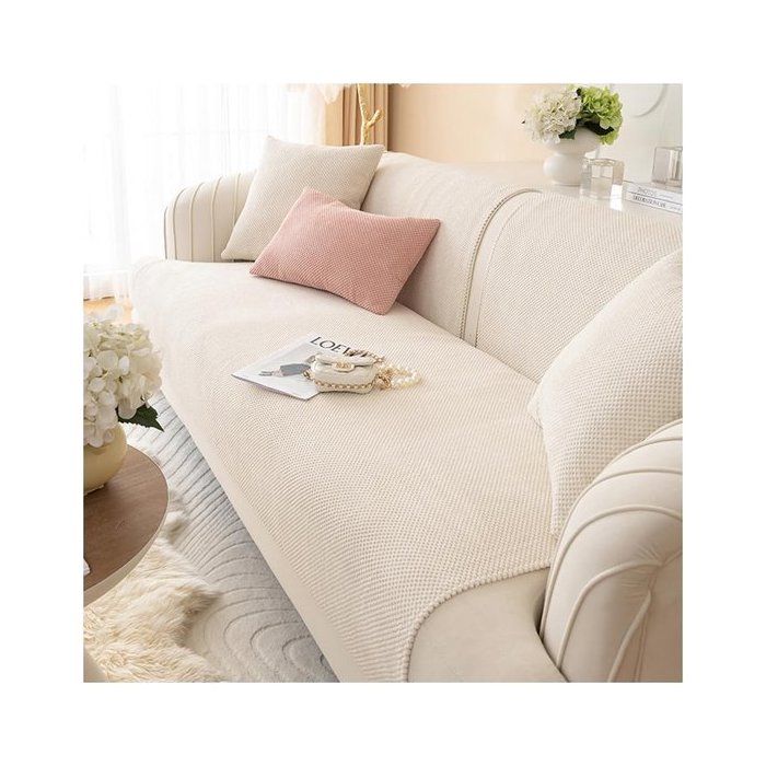 Housse canapé angle L 70×150cm beige 2/3/4places antidérapante chat chien protection