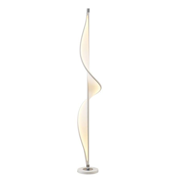 LED Lampadaire Tissu Edano à intensité variable (Moderne) en Blanc Textile e. a. pour Salon & Salle manger (1 lampe à) Sur Pied