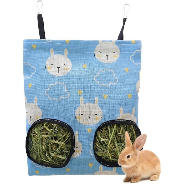 Sac à Foin Lapin 1 Pièce Suspendu Distributeur Foin Ratelier Anti Gaspilge pour Petits Animaux Rongeurs Chinchil