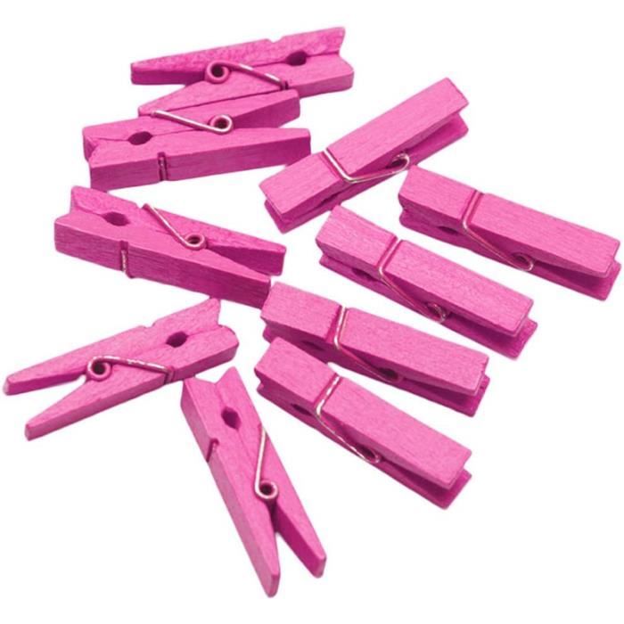 Mini Pinces à Linge En Bois Rose 25 Mm - Lot De 10 à 400, Pour Déco Ou Mariage