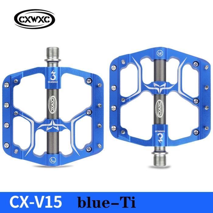 Pedale plate vtt bleu sale