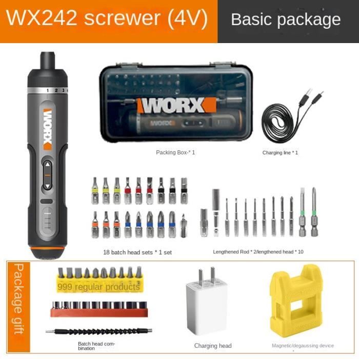 WX242C - Worx-Mini tournevis électrique sans fil intelligent, 4V