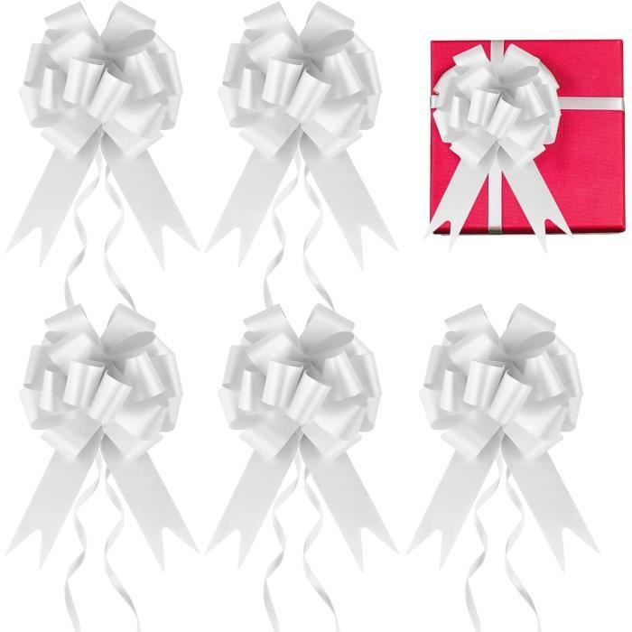 10 Nœuds Blancs Pour Décoration Voiture Mariage - Ruban Polyester Avec Cœur - Pour Rétroviseurs, Poignées, Cadeaux - 14