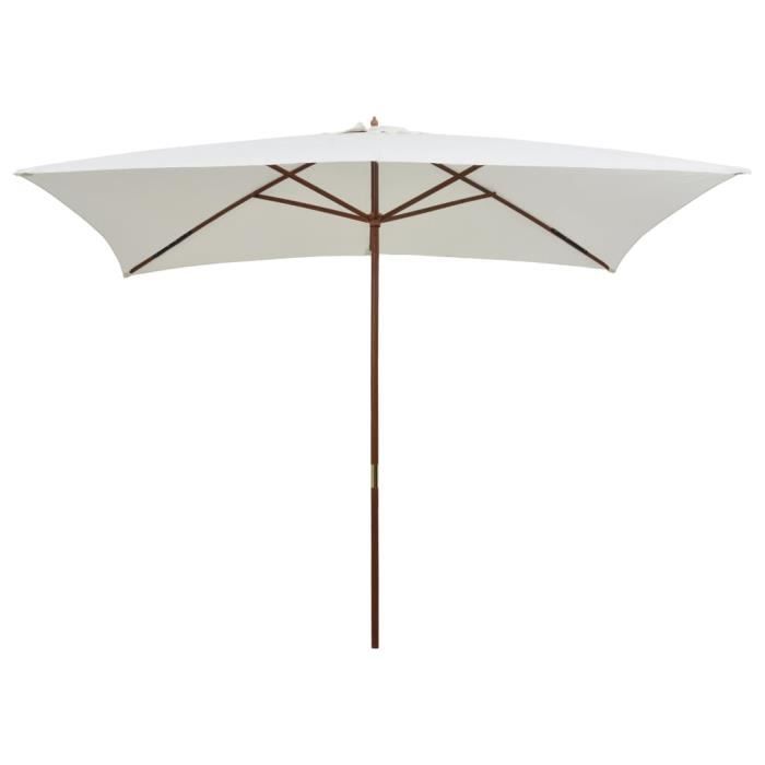 Parasol en bois 200x300cm Blanc crème - HB055 - Avec ventilation et système de poulie simple