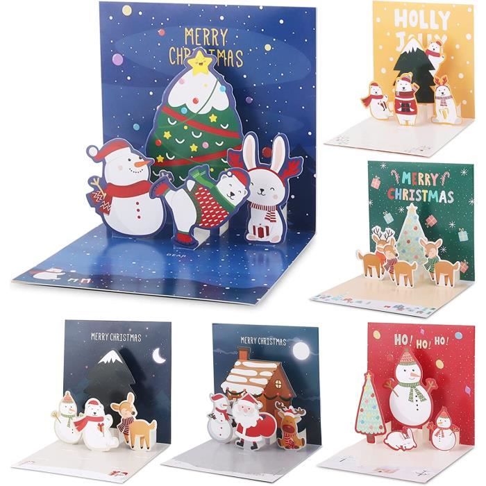 6 Pièces 3D Carte de Vœux Noel avec Enveloppes, Cartes de Noël 3D Pop Up  Carte Postale Joyeux Noel, Père Noël Renne Premium (P) - Cdiscount  Beaux-Arts et Loisirs créatifs