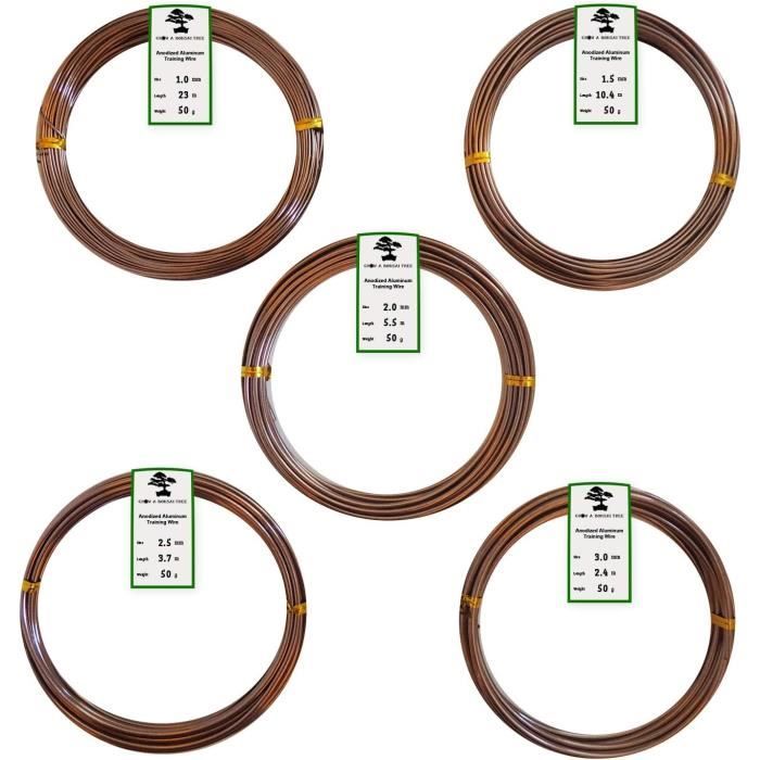 Fil De Formation Bonsaï Aluminium 2,5 Mm - Rouleau De 29 M Marron Pour Jardinage - 1