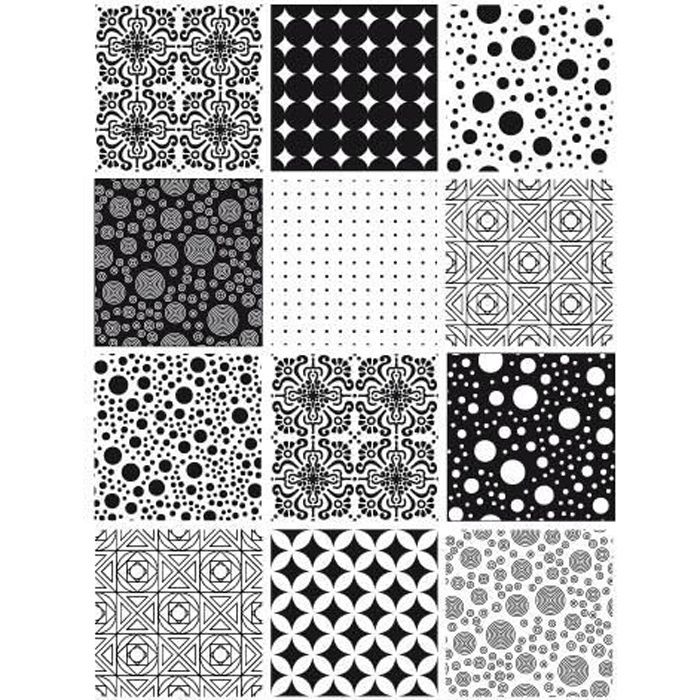 Planche De 12 Stickers Carreaux De Ciment Space Black Adhesif
