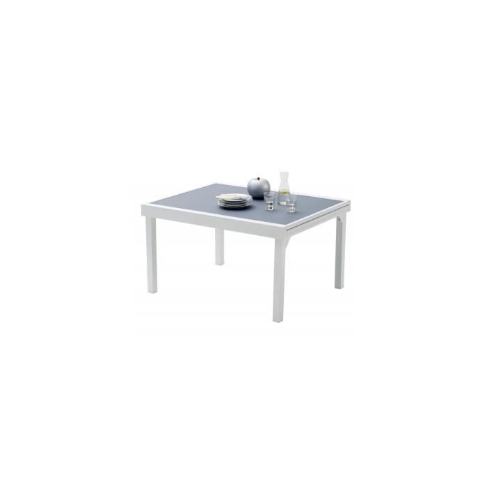 table de jardin - wilsa - modulo t 6/10 - blanc - contemporain - métal - extérieur