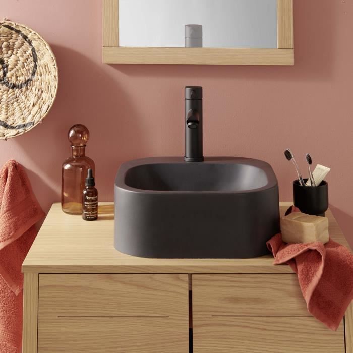 Vasque Salle De Bain A Poser En Resine De Synthese Noire L37 Cm