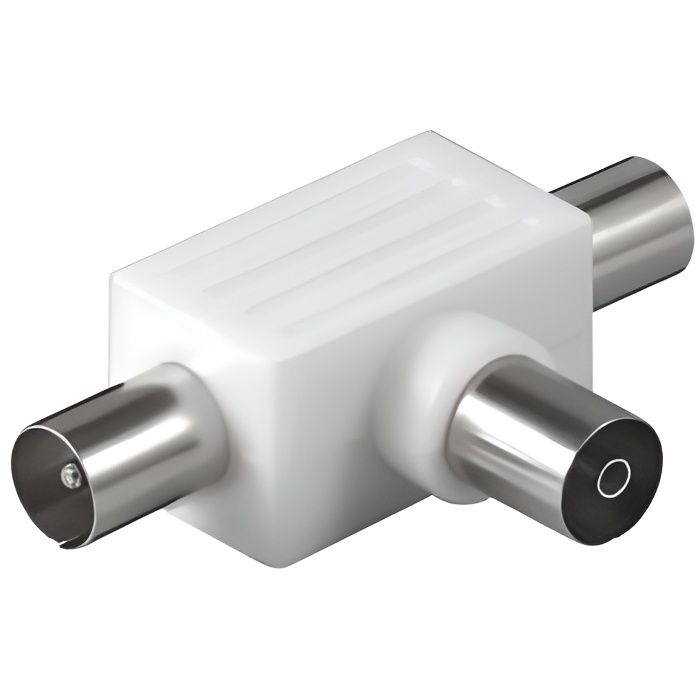 Distributeur RF Tv 2 voies - Boîtier en plastique - Blanc