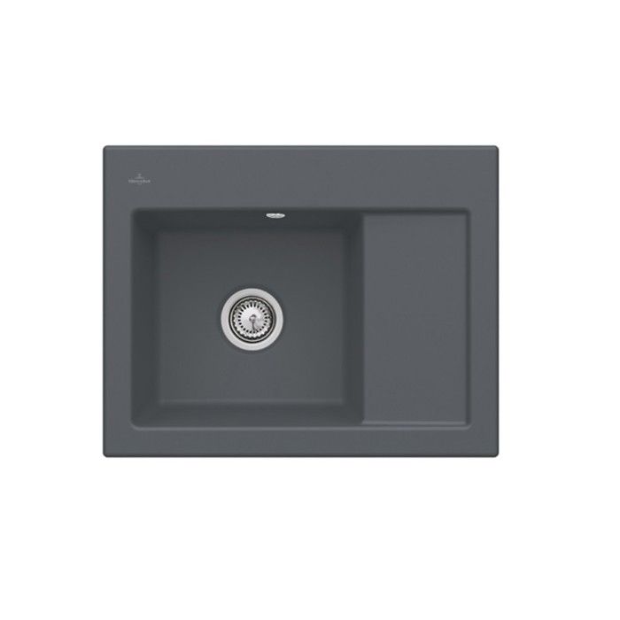 Evier 1 bac VILLEROY ET BOCH Subway 45 Compact 65 x 51 cm egouttoir a droite CeramicPlus avec vidage manuel - vue 2