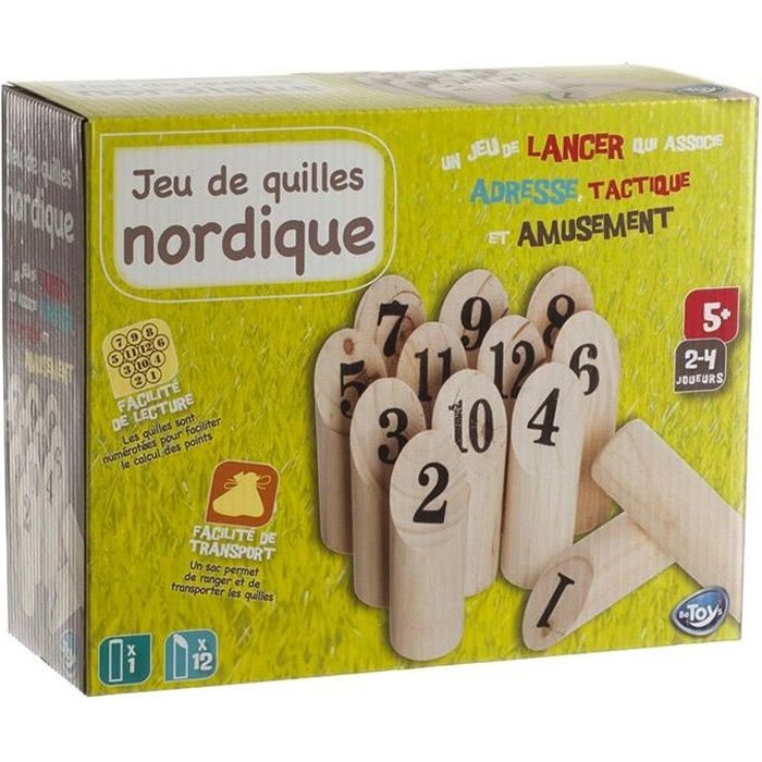 Jeu de Quilles Nordique - jeu extérieur En Bois - Sac de rangement inclus -  Cdiscount Jeux - Jouets