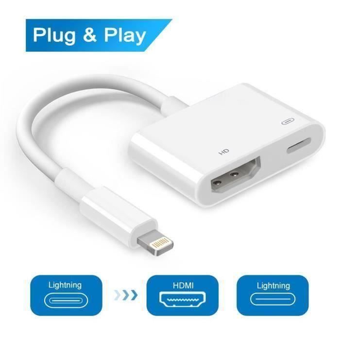 Lightning vers Câble Adaptateur HDMI Adaptateur AV Numérique pour iPhone  X-8-7-6 iPad Air-mini-Pro HDTV 1080p - Argent a HH20316