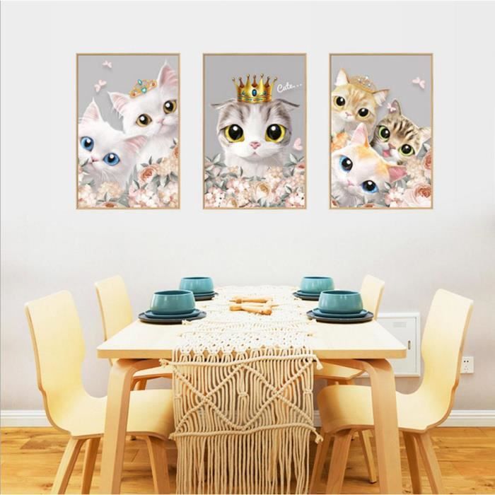 Mignon Chat Theme Autocollant Mural 3d Vif Amovible Bebe Enfant Famille Chambre Fenetre Murale Decorative Decalque Maison Maison D Cdiscount Maison