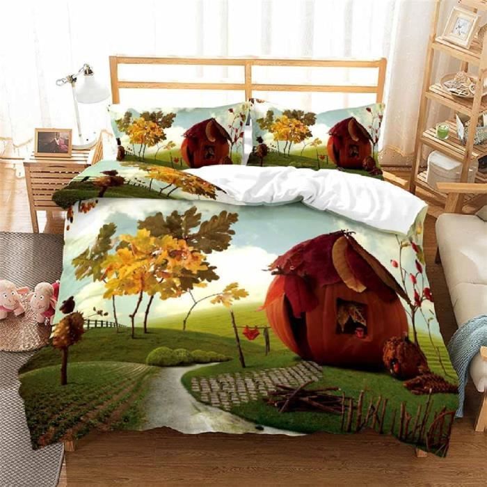 Housse De Coussin Citrouille Automne - 50x30 Cm, 100% Polyester, Motif 3 Citrouilles, Halloween - 4