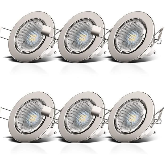 B.K.Licht lot de 6 spots encastrables, orientables, 6 ampoules LED 5W incluses, GU10, IP23