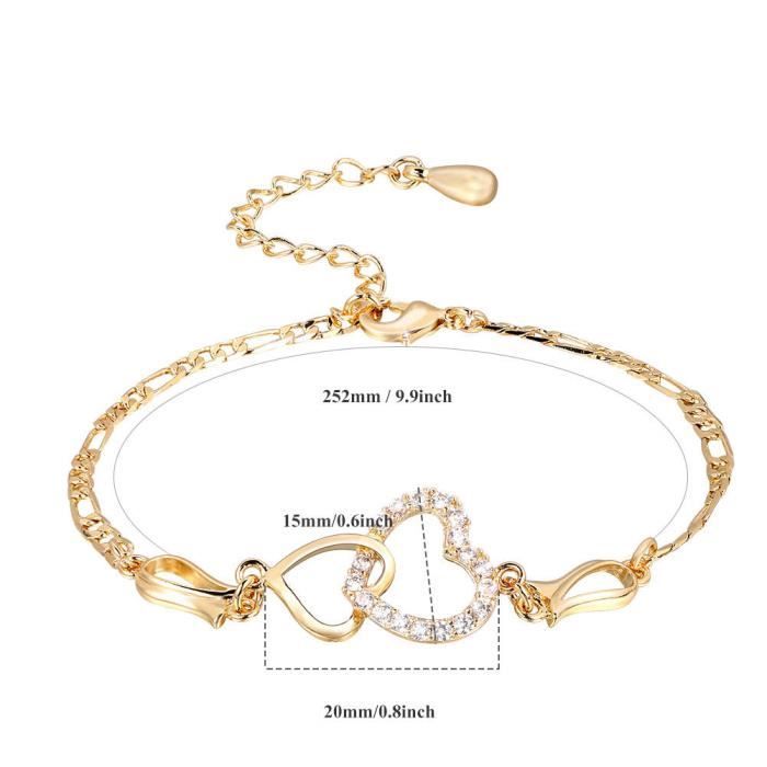 aramox bracelet de cheville femme chaîne de bracelet de cheville pieds en cuivre décorée forme de coeur pour femmes dame