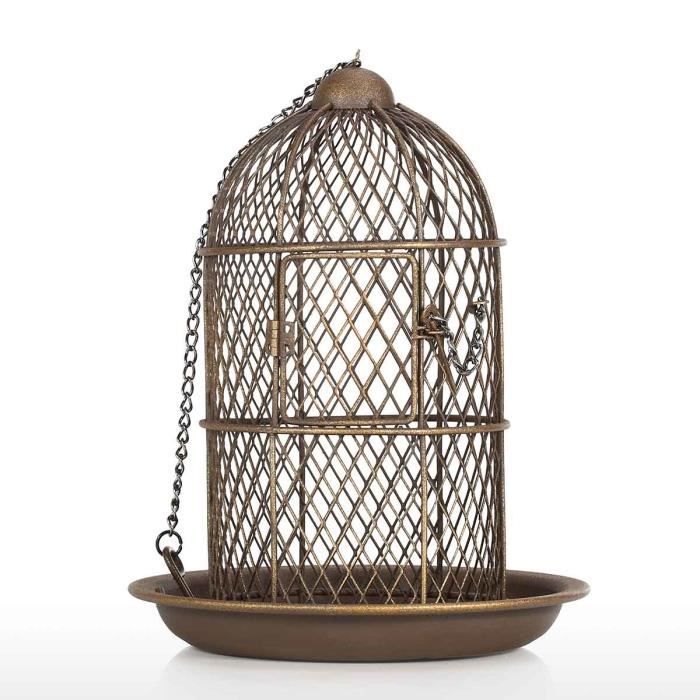 Tooarts Cage Oiseau Mangeoire à Oiseaux Cage Mangeoire Suspendu Oiseau Sauvage Feeder Jardin Arrière Cour Décoration Oiseau Cadeau