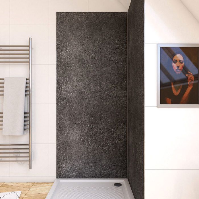 Panneau mural de douche finition Pierre en composite pierre et résine - 90 x 210 cm - STONE'IT SILVER GREY 90