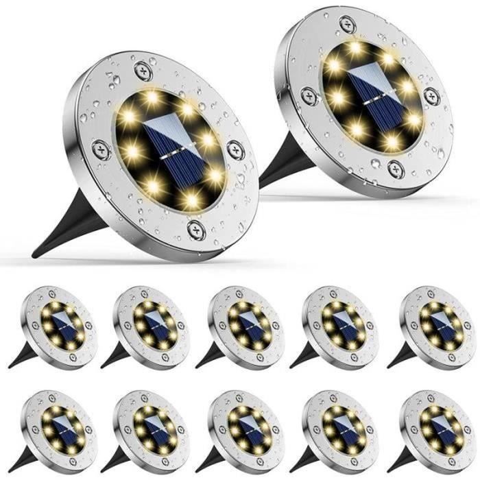 Lampe Solaire Extérieur 12 Pièces Spot Solaire Extérieur 8 LED Lumière ...