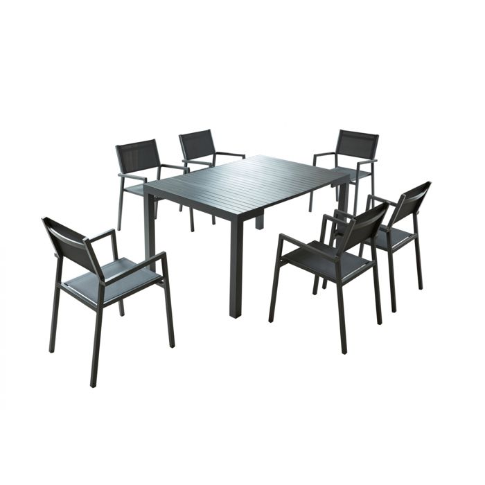 Olhao - Console extensible aluminium + 6 chaises Olhao - Console extensible aluminium + 6 chaises