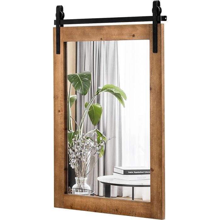 COSTWAY Miroir Mural Décoratif 56 x 765 (L x H) Style RustiqueDecoration Muralepour Salon Chambre Entrée Marron