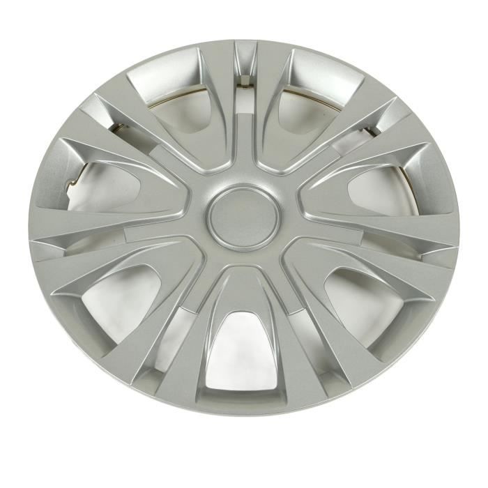 Enjoliveur Universel 15 Pouces Argenté Et Noir - Pour Jantes Acier Voiture, Camionnette, Camping-car