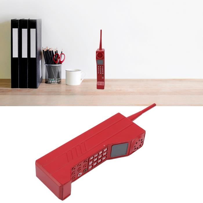 Téléphone Portable Rétro, Ornement de Téléphone Portable en Brique Portable à L'ancienne des Années 80 et 90, Accessoires Photographiques de Simulation, Ornements Stylisés (rouge