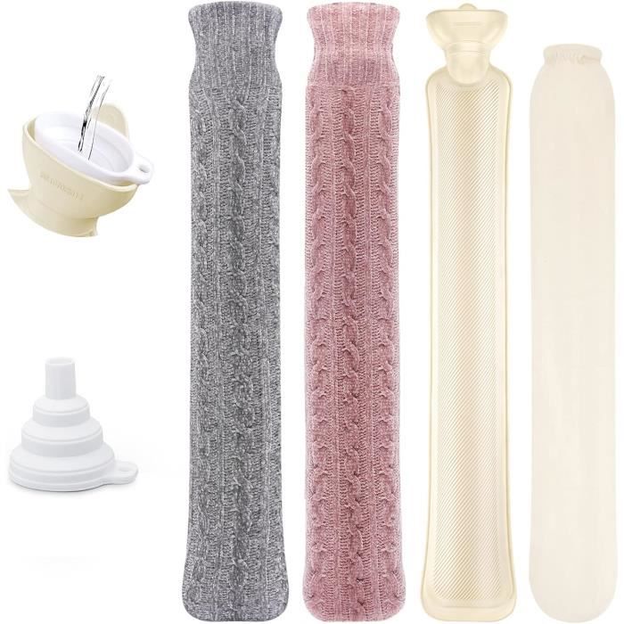 Bouillotte Eau Chaude Homealexa 2L Avec Housse Polaire - Longue 73cm - Caoutchouc Naturel - Hiver Chaud