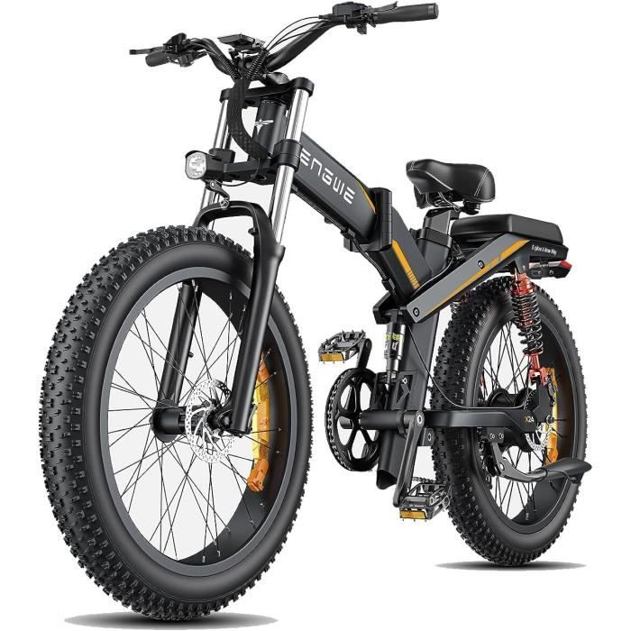 Vélo électrique pliable adulte ENGWE X24 24 pouces Autonomie tout terrain suspension avant et arriere fat bike 48V29.2Ah Noir