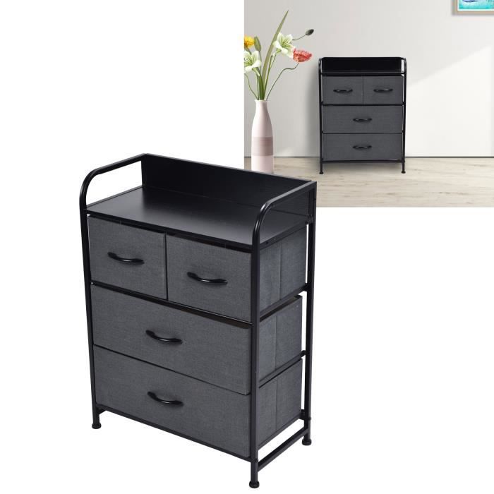 Armoire De Rangement Verticale Avec 4 Tiroirs - En Métal, à Monter Soi-Même, Pour Bureau, Cuisine, Chambre (Gris)