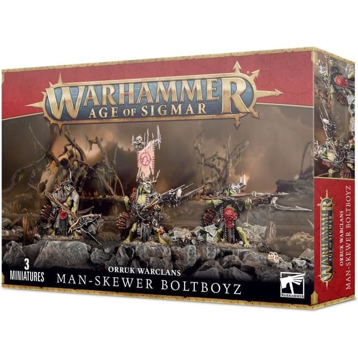 Figurines Warhammer AoS Orruk Warclans Embrocheurs - Lot de 3 - 41 pièces - Gris/Vert