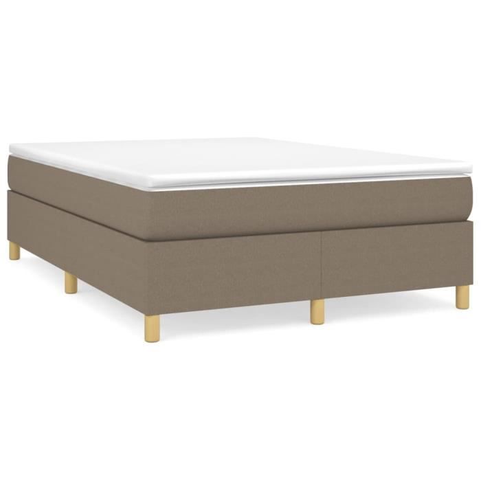 Sommier - GAROSA - Taupe - 140x200 cm - Tissu 100% polyester - Pieds inclus