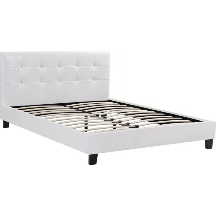 Lit double en pvc Julia - 140 x 190 cm - Blanc