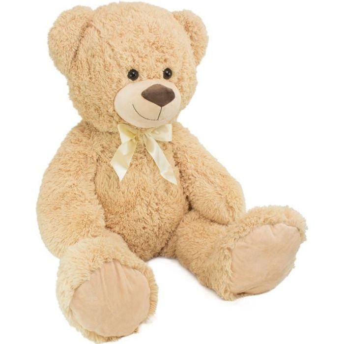 Peluche géante XXL - Ours / Nounours - 100 cm - Ultra Douce & Mignonne - Beige - HENRY BRUBAKER