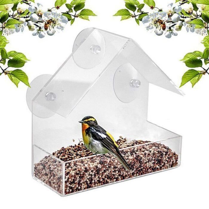 Mangeoire pour oiseaux Fenêtre Mangeoire pour perroquet Boîte  d'alimentation pour oiseaux Mangeoires d'extérieur Mangeoires pour o-6 -  Cdiscount