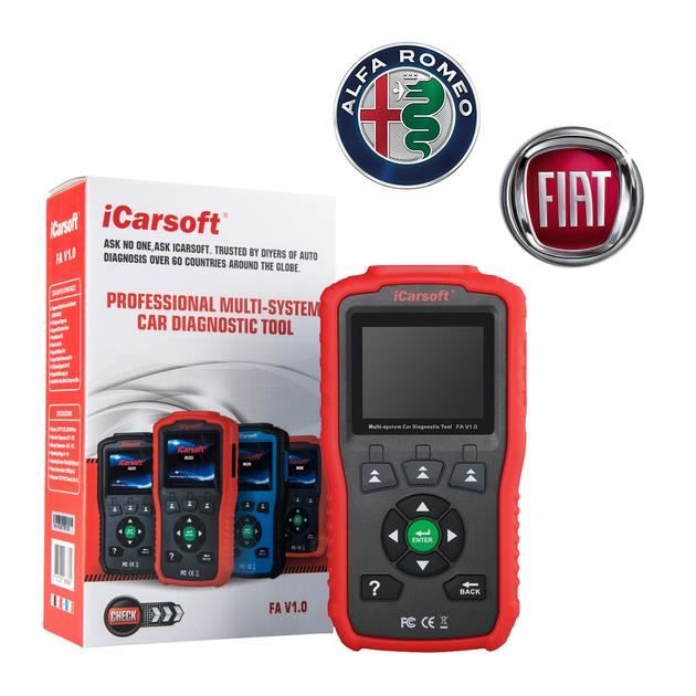 iCarsoft FA V1.0 - Valise Diagnostic Fiat Alfa Roméo et Lancia - Outil Diagnostic Auto Pro - Lecture Défauts - Entretiens