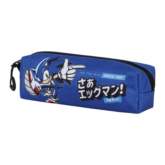 Trousse Scolaire Sonic Le Hérisson - Cylindrique 21cm Avec Fermeture Éclair - Porte-Crayons Enfant - Bleu