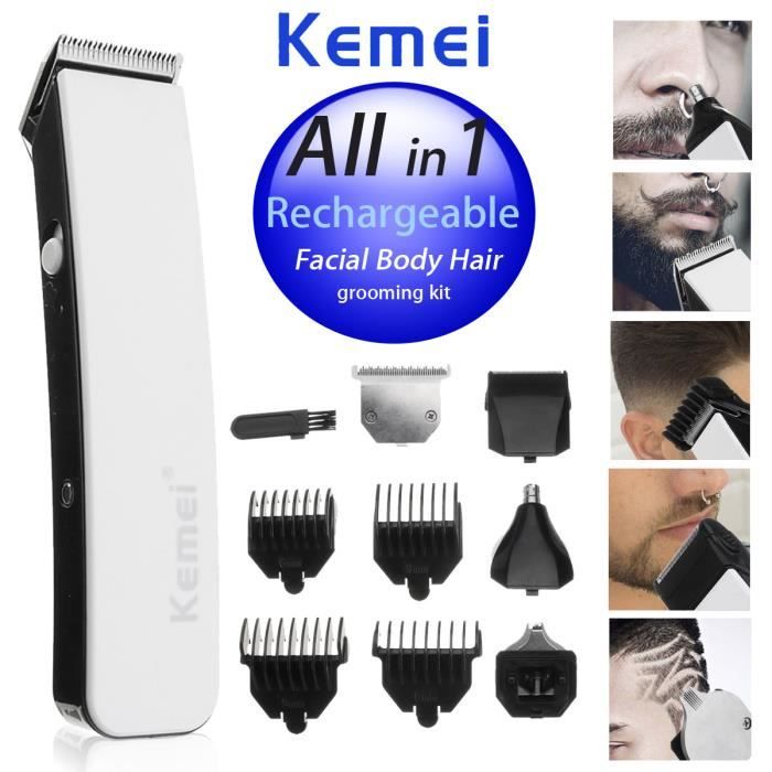 Kit De Soins Barbe Kemei 11 En 1 - Tondeuse étanche Sans Fil - Neuf