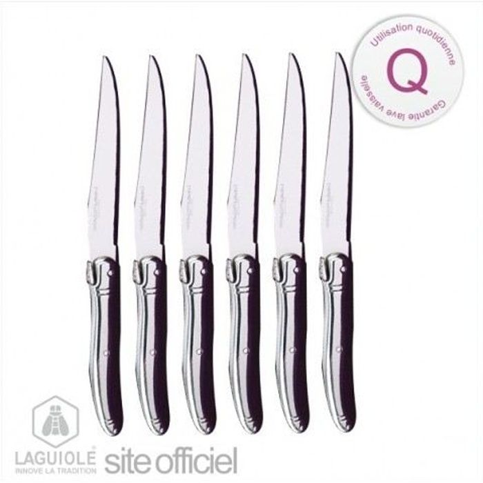 Coffret 6 couteaux Laguiole steak métal