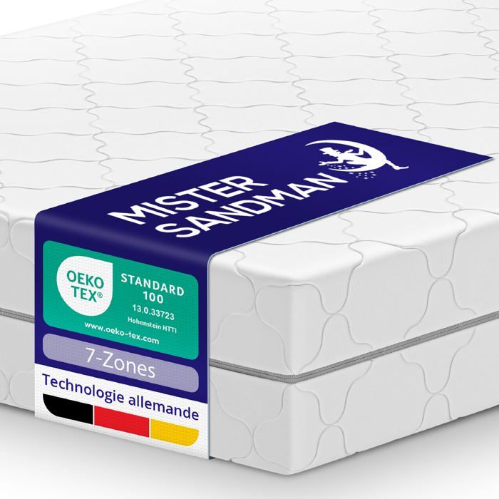 Matelas ressorts et mousse 160x200 cm 7 zones de confort ergonomique soutien ferme 2 faces de couchage épaisseur 21 cm Matelas ressorts et mousse 160x200 cm 7 zones de confort ergonomique soutien ferme 2 faces de couchage épaisseur 21 cm