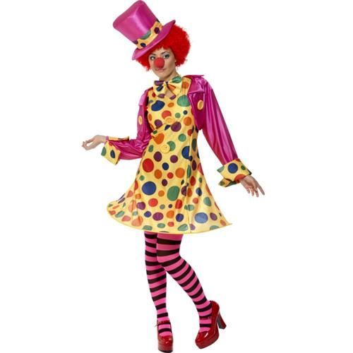 Costume Carnaval - SMIFFY'S - Déguisement Clown Femme - Robe avec Cerceau et Accessoires - Multicolore/Blanc