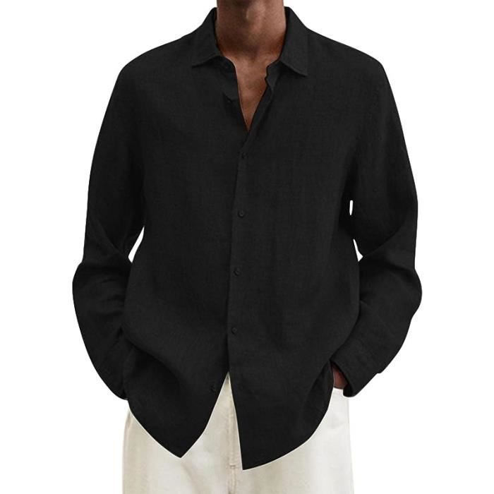 Chemise homme en lin manches longues deals
